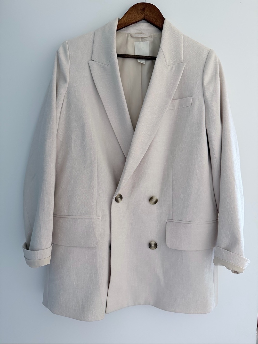 H&M Double-Breasted Blazer in Light Beige